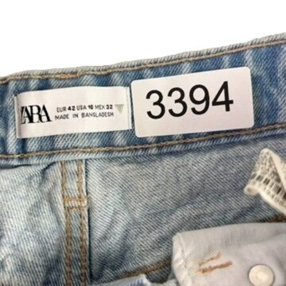 Zara High Rise Jeans Women's Size 10 Light Wash Blue Straight - Picture 8 of 13